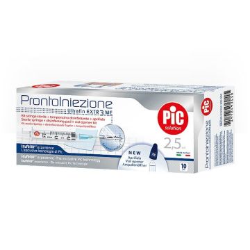 Siringa Pronto Iniezione 2,5 ml | Kit 10 siringhe sterili + tampone disinfettante + aprifiala | PIC Indolor