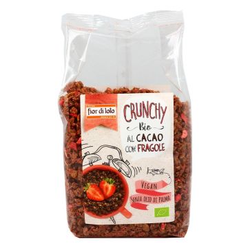Crunchy cacao con fragole 375 g | Pepite croccanti muesli BIO | FIOR DI LOTO