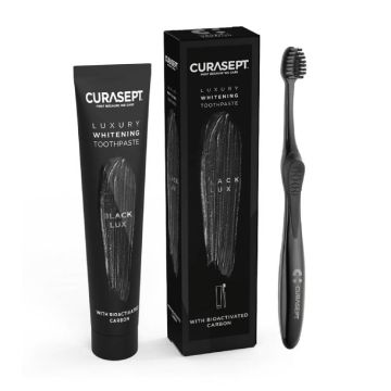 Black Luxury 75ml | Dentifricio sbiancante e spazzolino| CURASEPT