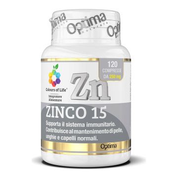 Zinco 15 120 compresse | Integratore sistema immunitario | OPTIMA NATURALS Zinco 15 120 compresse | Integratore sistema immunitario | OPTIMA NATURALS