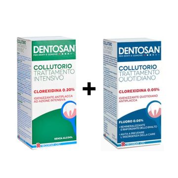 Offerta Bipack Collutorio 200 ml + 200 ml | Trattamenti Intensivo 0,2% + Quotidiano 0,05% | DENTOSAN