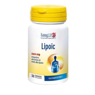 LIPOIC 600 mg 30 Tavolette | Integratore di Acido Alfa Lipoico | LONGLIFE