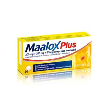 MAALOX Plus 200 mg + 200 mg + 25 mg  | 30 Compresse Masticabili - Aroma limone