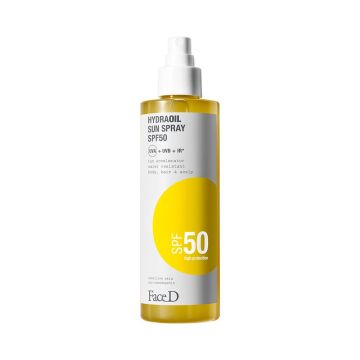 Hydraoil - Olio Bifasico Solare Spf50+ | Spray capelli viso corpo 200ml | FACE D