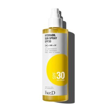 Hydraoil - Olio Bifasico Solare Spf30 | Spray capelli viso corpo 200ml | FACE D