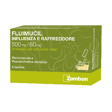 FLUIMUCIL Influenza e Raffreddore 8 Bustine | Granulato per soluzione orale Pompelmo e Frutti tropicali