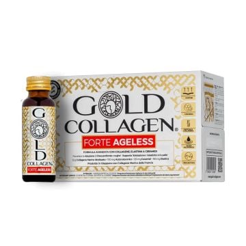 FORTE  AGELESS 10 Flaconcini | Integratore collagene, elastina, ceramidi | GOLD COLLAGEN
