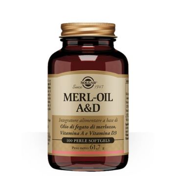 Merl Oil A&D 100 perle softgel | Integratore di Vitamina A e D | SOLGAR