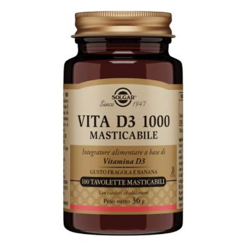 Vita D3 1000 100tavolette masticabili| Integratore Vitamina D3 | SOLGAR