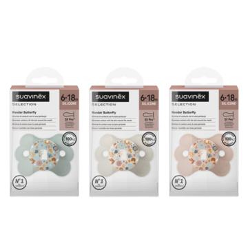 Wonder - Succhietto Butterfly 6-18 mesi | Tettarella simmetrica in silicone SX Pro | SUAVINEX