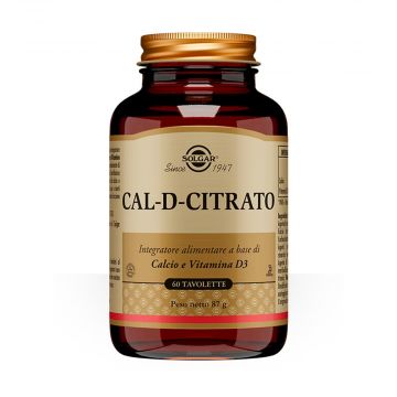 CAL-D-CITRATO 60 tavolette | Integratore di calcio e vitamina D3 | SOLGAR