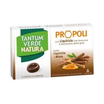 Tantum Verde Natura 15 pastiglie Liquirizia | Pastiglie gommose mal di gola con Propoli