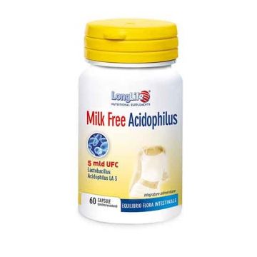 MILK FREE ACIDOPHILUS 60 Capsule | Integratore Lattobacilli | LONGLIFE