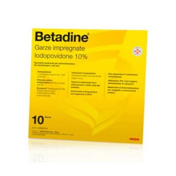 BETADINE Garze Impregnate al 10 % | 10 Garze 10X10