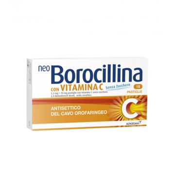 NeoBorocillina con Vitamina C senza zucchero | 16 Pastiglie aroma arancia