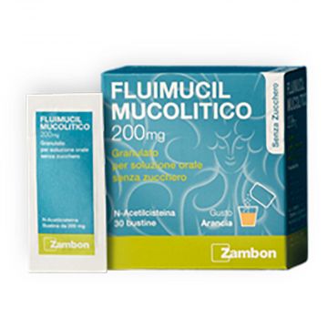 FLUIMUCIL Mucolitico 30 Buste 200 mg Senza Zucchero | Granulato per soluzione orale Arancia