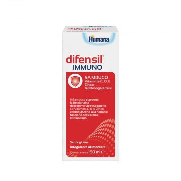 Difensil Immuno 150ml | Integratore con vitamine C, D, E Zinco e sambuco | HUMANA