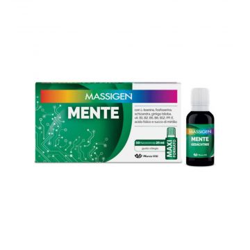 Mente 10 flaconcini 25 ml | Integratore funzioni intellettive | MASSIGEN