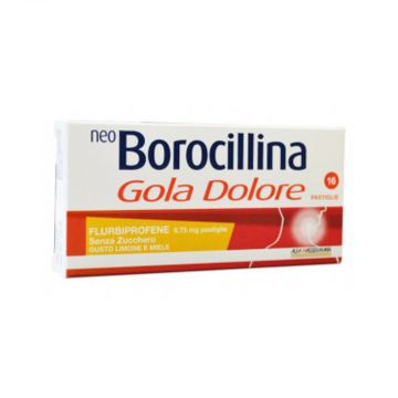 NeoBorocillina Gola Dolore Limone Miele 16 Pastiglie |  gusto Limone Miele senza zucchero