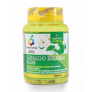 GINKGO BILOBA PLUS 60 cpr | Integratore Memoria e Mente | OPTIMA NATURALS Colours of Life