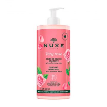 Very rose Gel Doccia 750 ml | Gel detergente corpo lenitivo alla rosa | NUXE