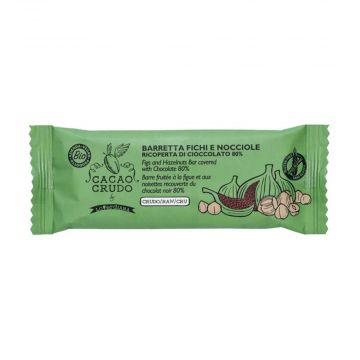 Barretta Fichi e nocciole fondente 30g | Barretta Bio ricoperta di cioccolato fondente | CACAO CRUDO