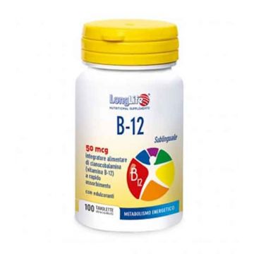 B 12 50 mcg 100 tav sublinguali | Integratore di vitamina B12 | LONGLIFE
