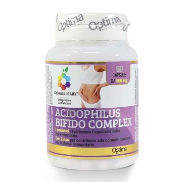 ACIDOPHILUS BIFIDO COMPLEX 60 cps | Integratore Probiotici e Prebiotici | OPTIMA NATURALS Colour of Life