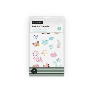 Tattoos Citronella 14 pezzi | Tatuaggi antizanzare bimbi | SUAVINEX