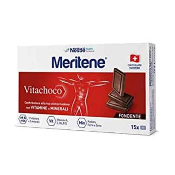 Vitachoco 15 cioccolatini | Cioccolato Fondente con vitamine e minerali 75 g | MERITENE
