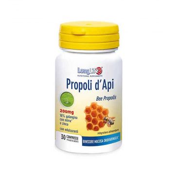 Propoli d'Api 30 cpr | Integratore per Mal di gola, Malattie da raffreddamento, Afte | LONGLIFE