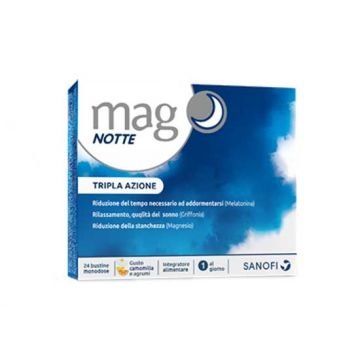 Mag NOTTE 24 bustine | integratore di Magnesio con Melatonina Griffonia e Triptofano | MAG