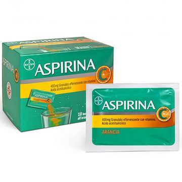 ASPIRINA C 400 mg | 10 Bustine Effervescenti con Vitamina C gusto Arancia