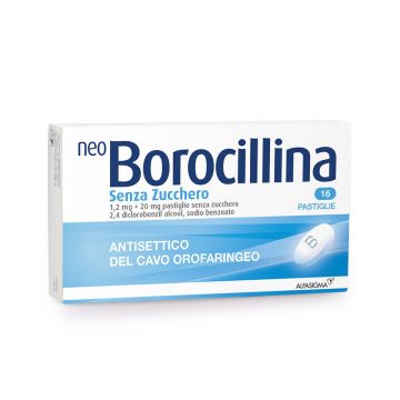 NeoBorocillina senza zucchero | 16 Pastiglie al gusto mentolo eucaliptolo