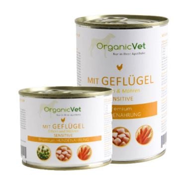 MIT GEFLÜGEL 200 o 400 g | Cibo umido con pollame per CANE | ORGANIC VET Sensitive