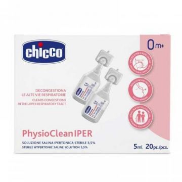 IPER Soluzione Ipertonica 20 flaconcini da 5 ml | Soluzione decongestionante | CHICCO PhysioClean