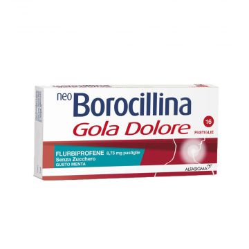 NeoBorocillina Gola Dolore Menta 16 Pastiglie | gusto Menta senza zucchero