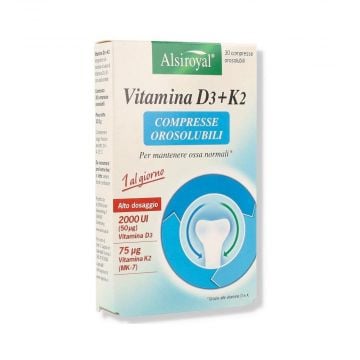 Alsiroyal Vitamina D3+k2 30cpr | Integratore vitamina D3 e K2 per le ossa | ALSIROYAL