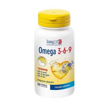 OMEGA 3-6-9 50 Perle | Integratore di Omega da oli di Pesce, Borragine e Lino | LONGLIFE