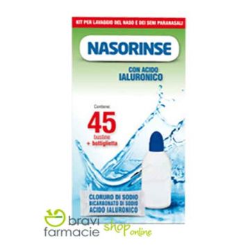 KIT ADULTI PLUS ACIDO IALURONICO | Bottiglia + 45 Bustine | NASORINSE Isotonico