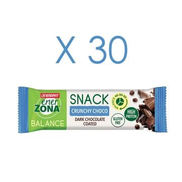 SNACK 40-30-30 CRUNCHY CHOCO BOX 30 PZ | Barretta Cioccolato Fondente 33 g | ENERZONA