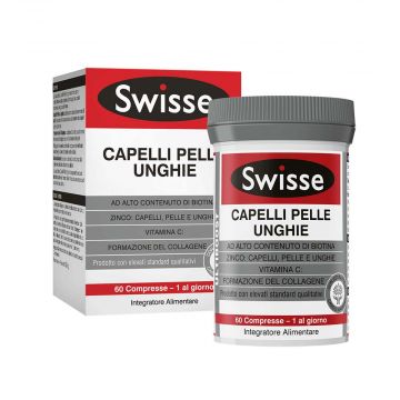 CAPELLI PELLE UNGHIE 60 Compresse | Integratore a base di Biotina | SWISSE