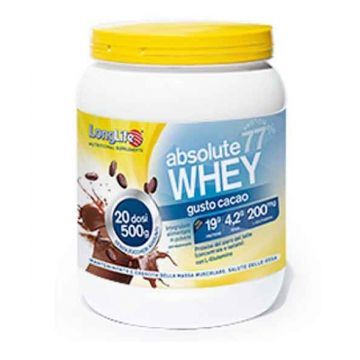 ABSOLUTE WHEY CACAO 500 g | Integratore Proteico con L-Glutamina | LONGLIFE