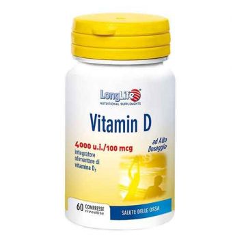 Vitamin D 4000UI 60 Cpr | Integratore di Vitamina D alto dosaggio | LONGLIFE