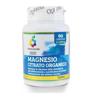 MAGNESIO CITRATO ORGANICO 60 cpr | Integratore stanchezza | OPTIMA NATURALS Colous of Life