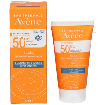 Fluido Solare Spf 50+ 50 ml | Fluido Ultra-leggero Protezione Molto Alta | AVENE Solari