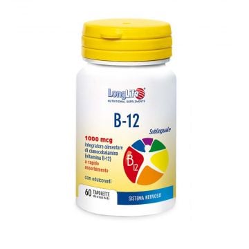 B 12 1000 mcg 60 tav sublinguali | Integratore di cianocobalamina | LONGLIFE