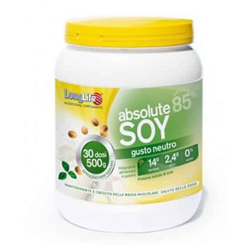 ABSOLUTE SOY  500 g 30 dosi | Integratore a base di Proteine Isolate di Soia | LONGLIFE
