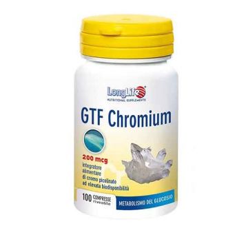 GTF CHROMIUM 100 Compresse | Integratore di Cromo Picolinato | LONGLIFE