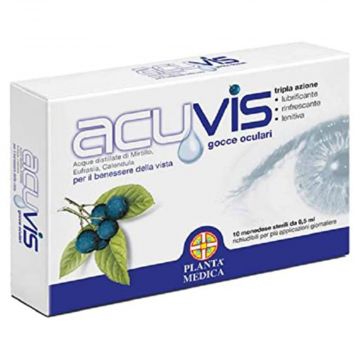 Acuvis gocce oculari 10 flaconcini  0,5 ml | Collirio per occhi stanchi e arrossati | PLANTA MEDICA